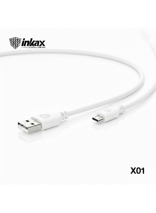 Inkax USB 2.0 to Micro USB Fast Charging & Data Cable 3.1A, 1 Meter Length, High-Speed Charging & Stable Data Transfer, Durable White Design for Smartphones, Tablets & Micro USB Devices - Image 3